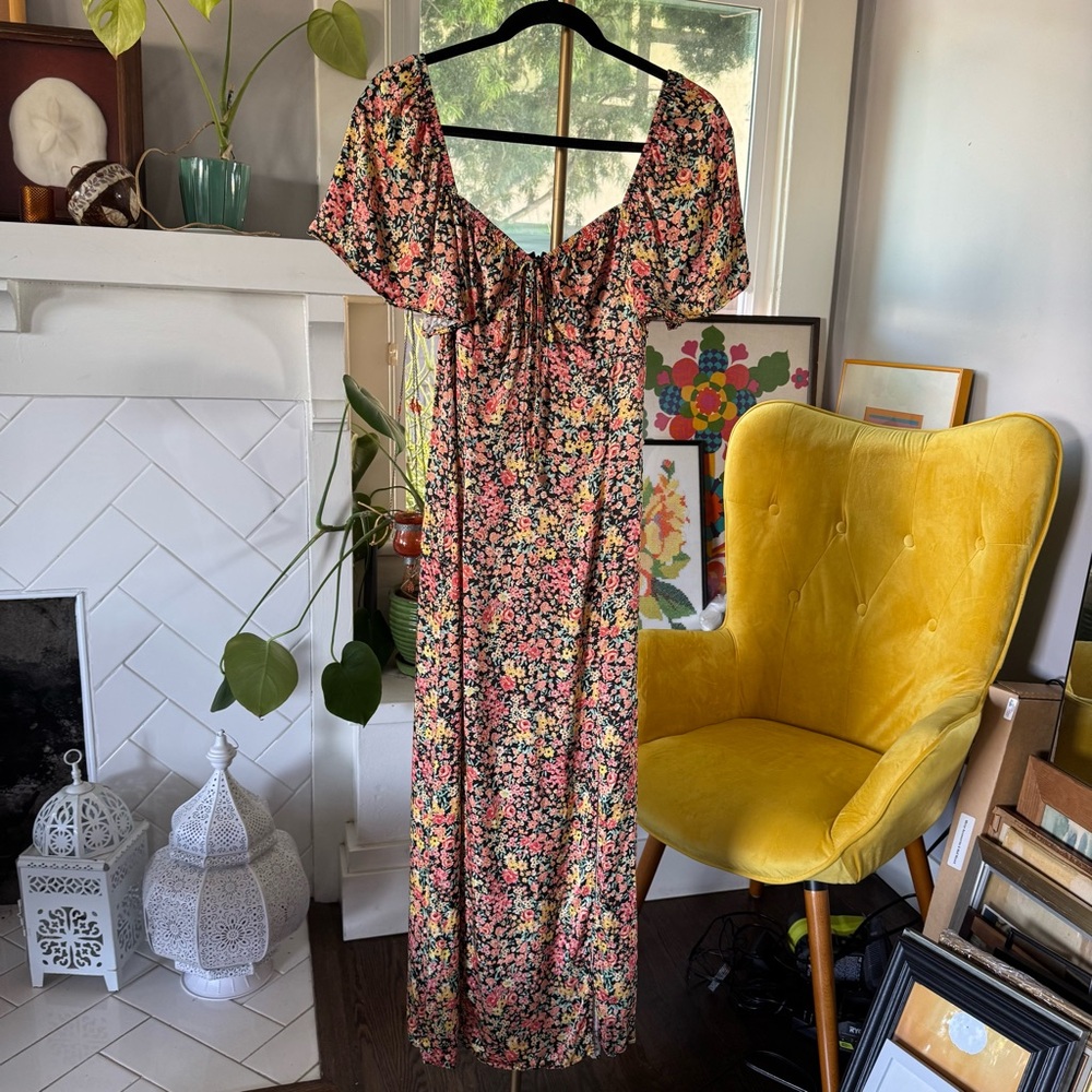 Topshop Viscose Floral Midi Dress